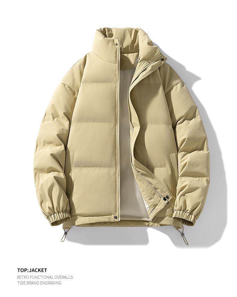 Giacca imbottita in cotone con collo alto tinta unita per uomo e donna 2025, nuova giacca invernale ispessita, calda e alla moda, casual, da coppia_voghion.com