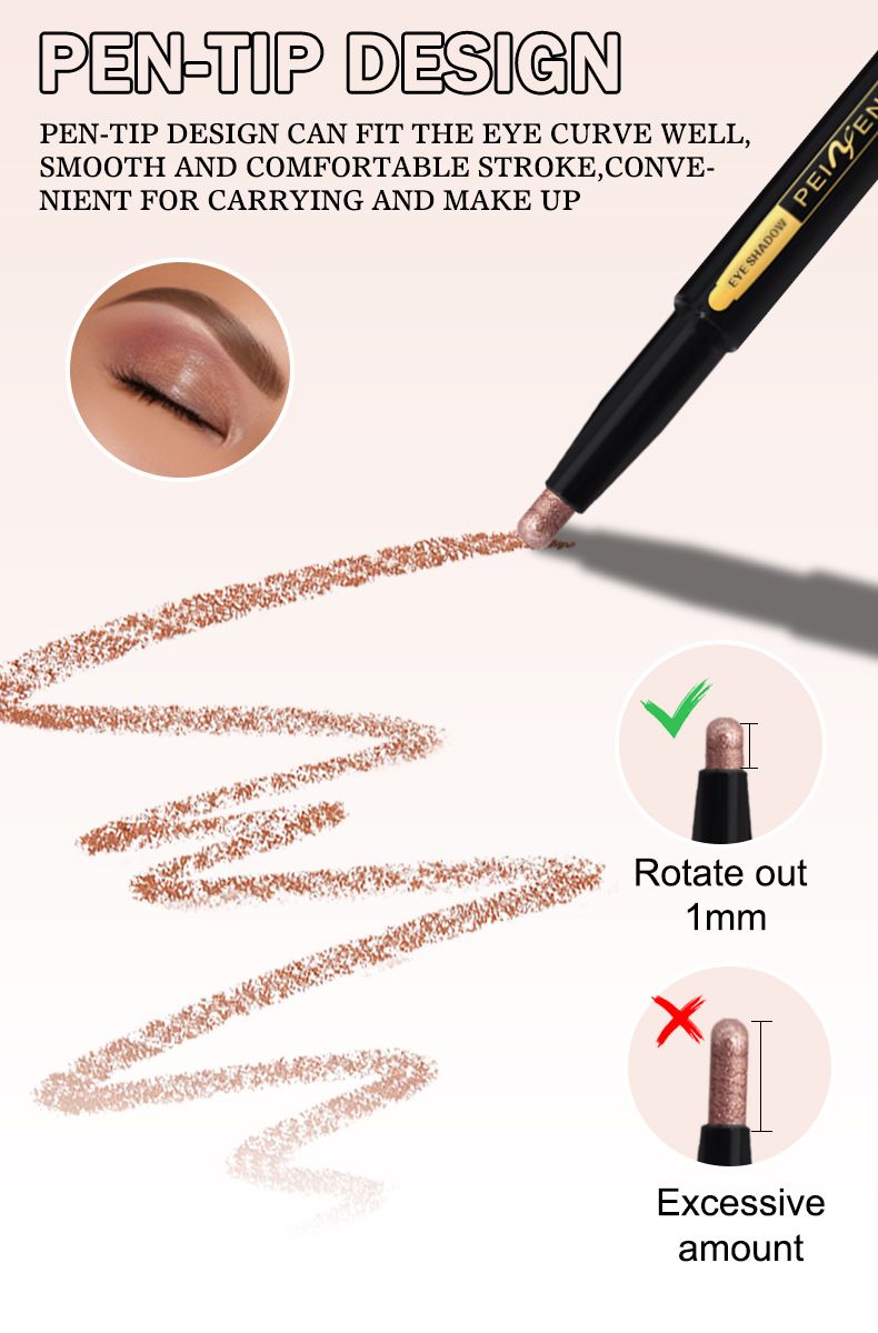 Sombra de ojos Pennifen, juego de sombras de ojos en forma de lápiz, sombra de ojos perlada de metal, maquillaje de ojos perezoso, resaltador, lápiz de seda para ojos, maquillaje de ojos con bordes cruzados._voghion.com
