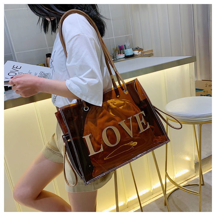 Stylish Transparent Tote for Women, Versatile PVC Shoulder Bag with Roomy Space_voghion.com