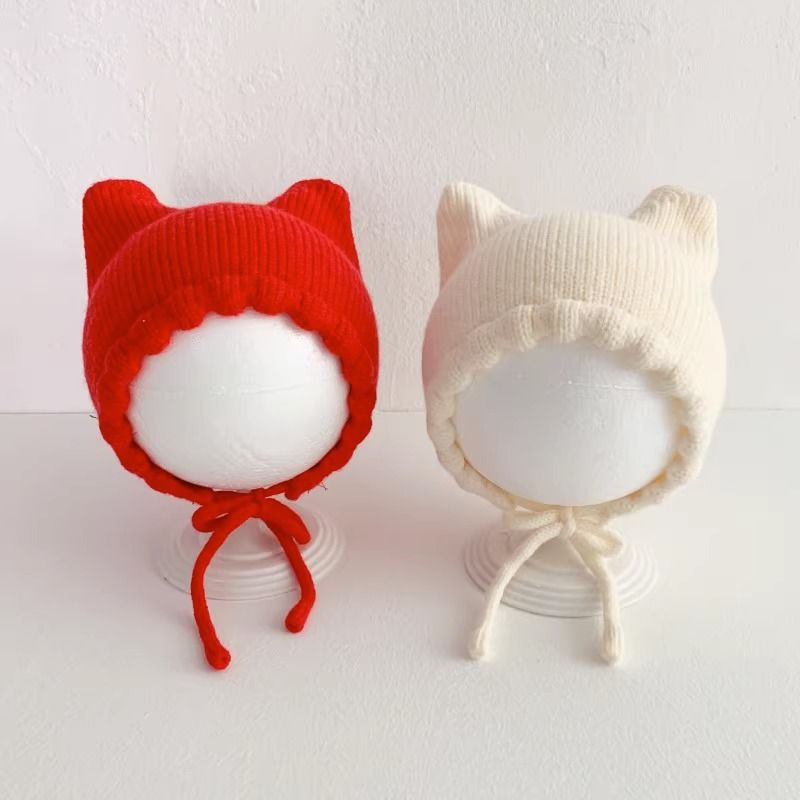 Chapéus infantis para bebê, tampa de porta halógena, orelhas de gato fofas, lã quente, para bebê, inverno_voghion.com