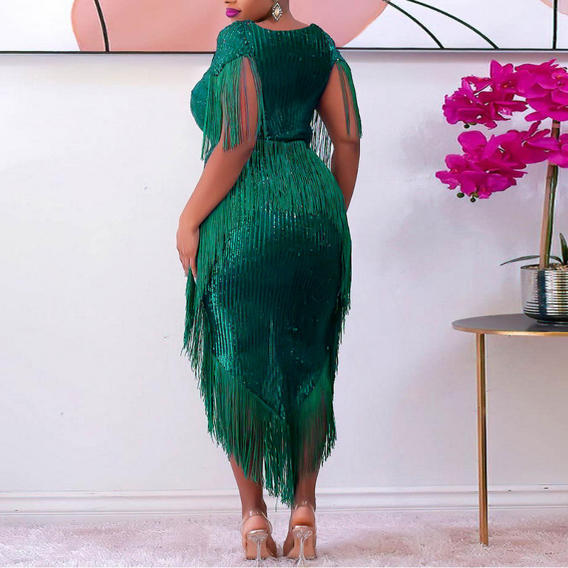 Damenkleid Party Kleines Kleid Jährliche Party Party Temperament unregelmäßiges sexy Fransen-Paillettenkleid Frauen_voghion.com