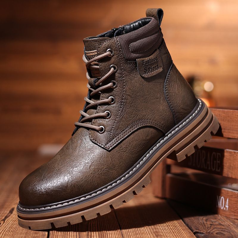 Stiefel, High-Top-Stiefel, Arbeitsstiefel für Herren, Retro-Motorradstiefel, Oxford-Stiefel im britischen Stil mit polierter Sohle_voghion.com