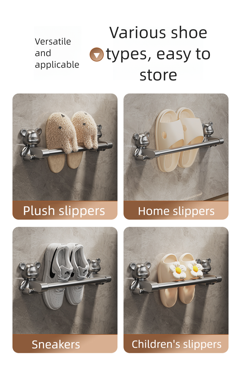Bathroom No-Drill Slipper Toilet Storage Wall-Mounted Drainage Rack Shoe Organizer Magic Tool_voghion.com
