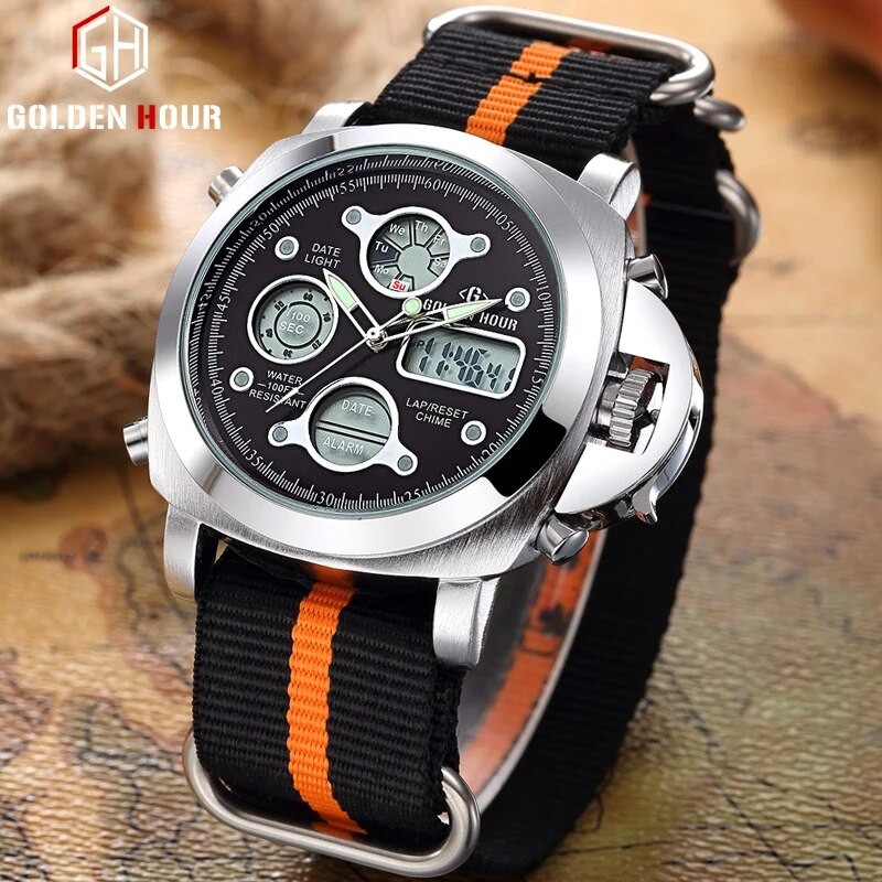 Sports Men Watches Analog Digital Dual Display Date Week Wrist Mens Watch Canvas Cool Outdoor Male Hour_voghion.com