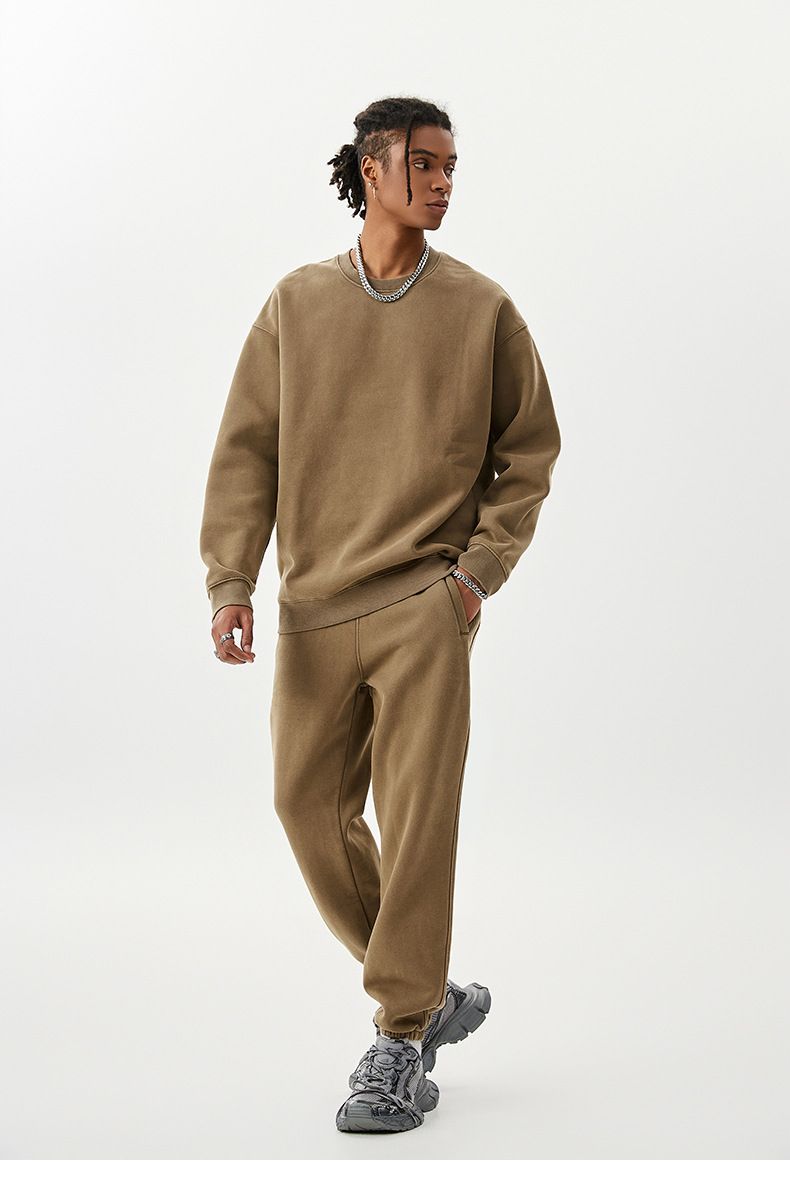 Unisex Heavyweight Fleece Tracksuit – Vintage Batik Print Hoodie & Jogger Set (S-XXL, 58% Polyester 42% Cotton)_voghion.com