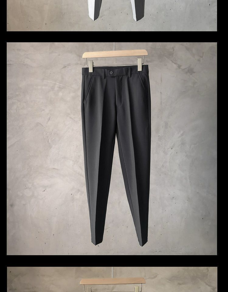 Herren-Chinohose für kleine Männer – bequeme Stretch-Business-Casual-Hose mit Gürtel – schmale, knöchellange Anzughose für den Alltag im Büro_voghion.com