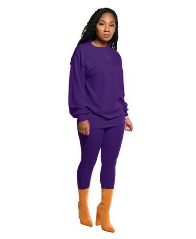 Women's Long Sleeve Tracksuit Set - Stylish & Comfortable Solid Color Outfit For Fall/Winter, Casual Elegant Lounge Wear_voghion.com