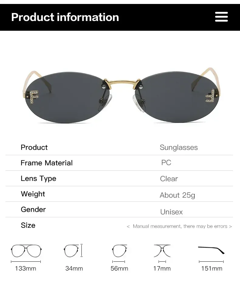 Moda 2024 Cat Eye Donna Outdoor Shopping Occhiali da guida senza montatura Retro Breve Ovale Occhiali da sole Okulos_voghion.com