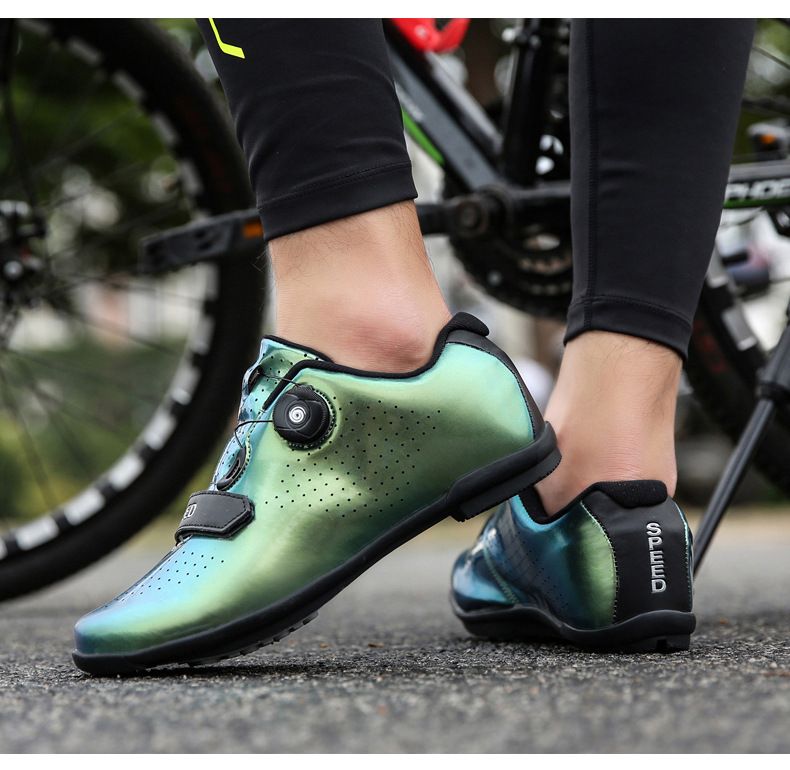 Novo estilo de calçados de ciclismo com travas, calçados com trava de fivela dupla, calçados de bicicleta de estrada masculinos e femininos, solado rígido de borracha para mountain bike_voghion.com