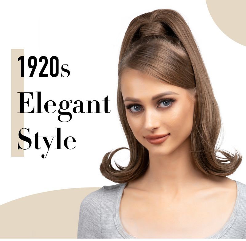 Synthetic hair long straight hair elastic Velcro synthetic fiber wig ponytail braid_voghion.com