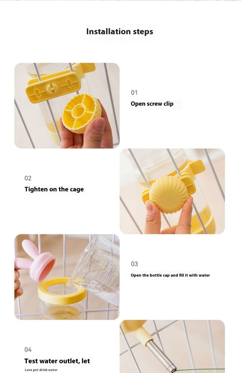 Boca anti-molhante para animais de estimação, dispensador para cães e gatos, chaleira de água para gaiola, suprimentos para animais de estimação_voghion.com