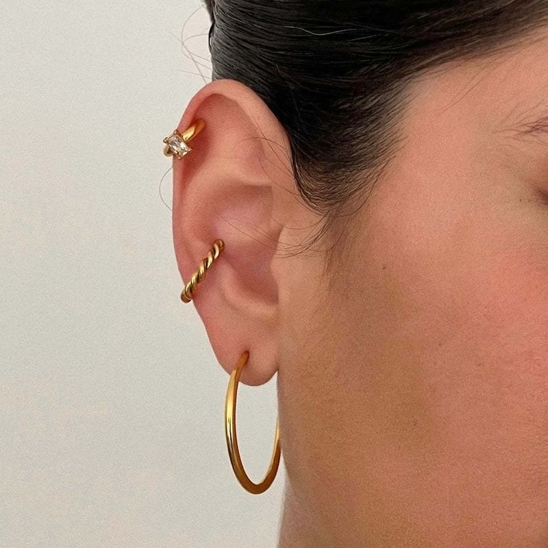 Set di gioielli da donna in oro vero, semplici orecchini in rame coordinati, alla moda, rotondi, con clip per orecchini a forma di cuore._voghion.com