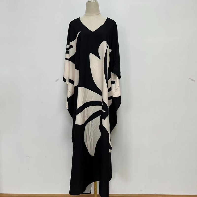 Überwurfkleid mit Fledermausärmeln im Bohemian-Print – Leichter Strandkimono für Damen, Bikini-Wickeltuch, Urlaubstunika in Übergröße, schnelltrocknendes Polyester_voghion.com