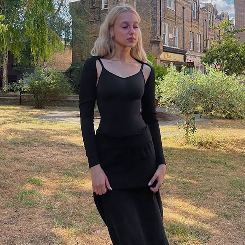 Women's room peach pure slimming peach hip strap long fishtail skirt_voghion.com