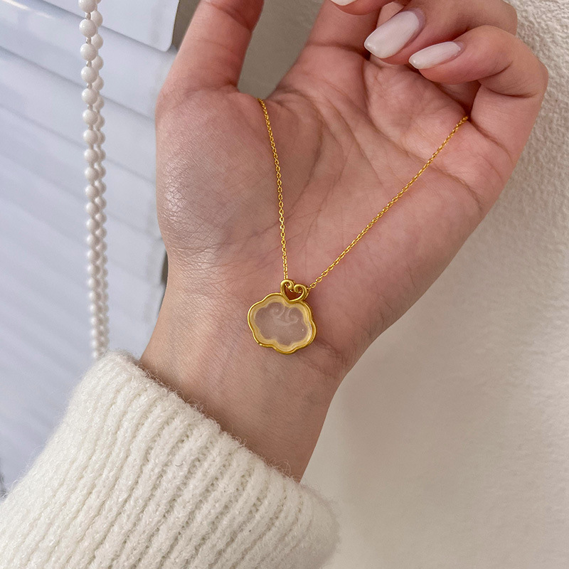 Färg VENUS Gold Hotan Jade Longevity Lock Halsband för kvinnor Flicka Födelsedagspresent Stämpel Berlock Retro Jewelr_voghion.com