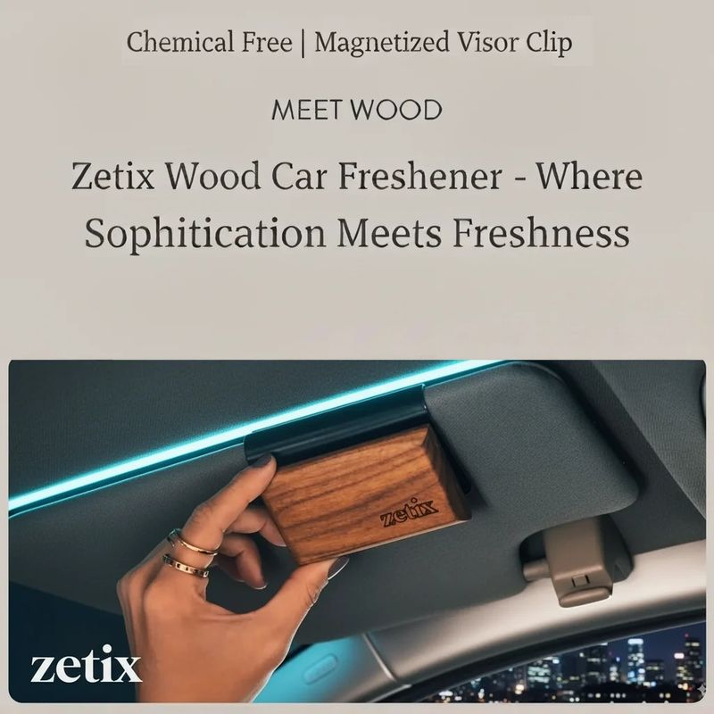 Zetix Magnetischer Auto-Lufterfrischer aus Holz für die Sonnenblende, nachfüllbarer Geruchsneutralisierer mit Amberduft, umweltfreundliche ätherische Ölmischung_voghion.com