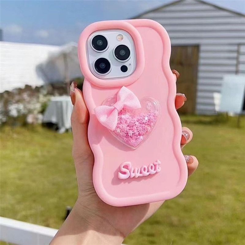 Quicksand Kalp Silikon Telefon Kılıfı iphone 15 14pro 11 12 13 14 15pro xs max XR 7 8 plus 15plus Candy Cover_voghion.com