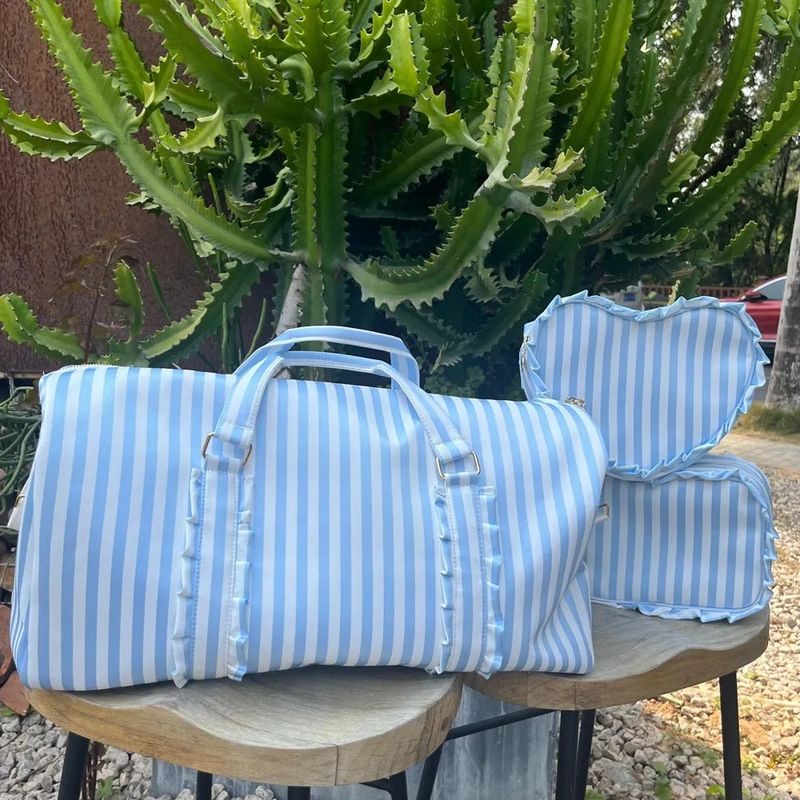 Τσάντα ταξιδιού μεγάλης χωρητικότητας Ρίγες, Διπλώσεις, Κύματα, Τσάντα Μακιγιάζ σε σχήμα καρδιάς Τσάντα αποσκευών αποθήκευσης διακοπών_voghion.com