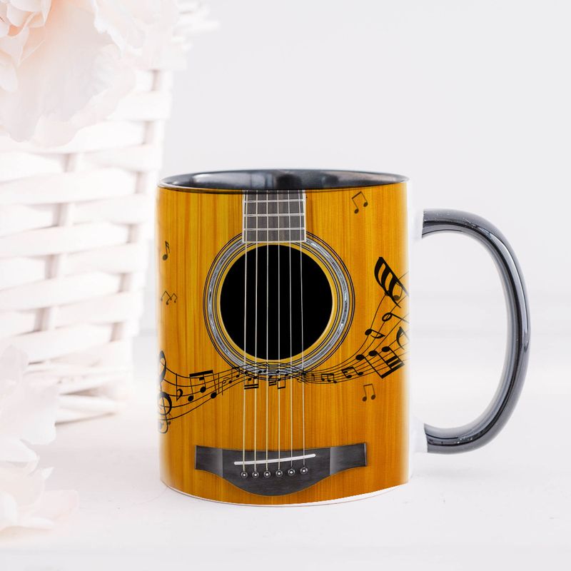 Nieuwe gitaar, piano, viool, drumstandaard, Guzheng, binnenkleur, zwarte keramiek 350 ml, muziekliefhebber_voghion.com