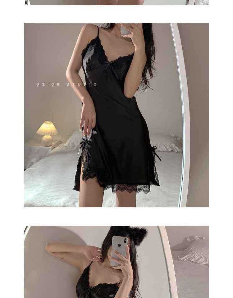 New Internet Famous Suspender Pajamas Women's Lace Lace Pure Lustful Summer Ice Thin Style Sexy And Spicy Sleep_voghion.com