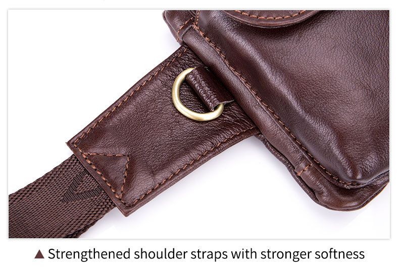 Men's Chest Bag Small Phone Waist Bag Single Shoulder Messenger Multifunctional Genuine Leather Chest Cowhide Running Bag_voghion.com