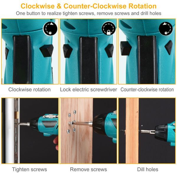Cordless Electric Screwdriver Set Rechargeable 4.8V Drill Driver W/45 Drill Bits Carrying Case_voghion.com