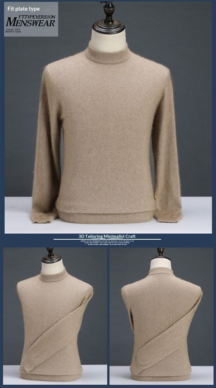 Pulse Pulse Autumn Domestic Brand Cashmere Loose Pullover Round Neck Half Turtleneck Thick Base Men's Wool Sweater_voghion.com
