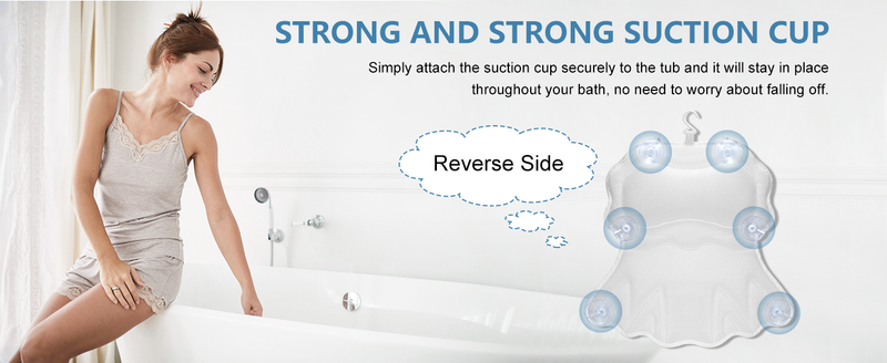 【TÜV Certified】Ergonomic Bath Pillow | 6 Super-Suction Cups, 4D AirMesh | Head & Neck Support | Machine Washable & Quick Dry (white)_voghion.com
