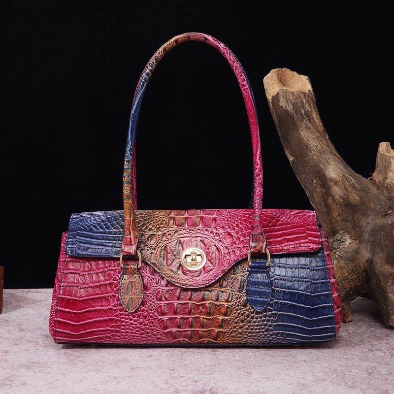 Borsa da ascella portatile retrò, da donna, con motivo a coccodrillo_voghion.com