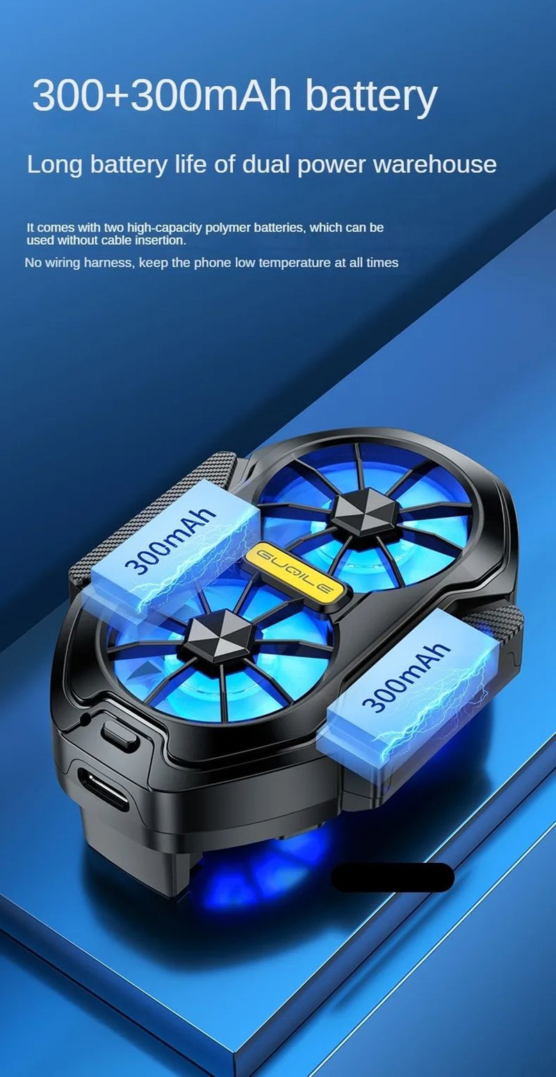 Dual Rechargeable Mobile Cooler Universal Cool Heat Sink Stronger Portable Phone Silent Fan Air Cooling_voghion.com