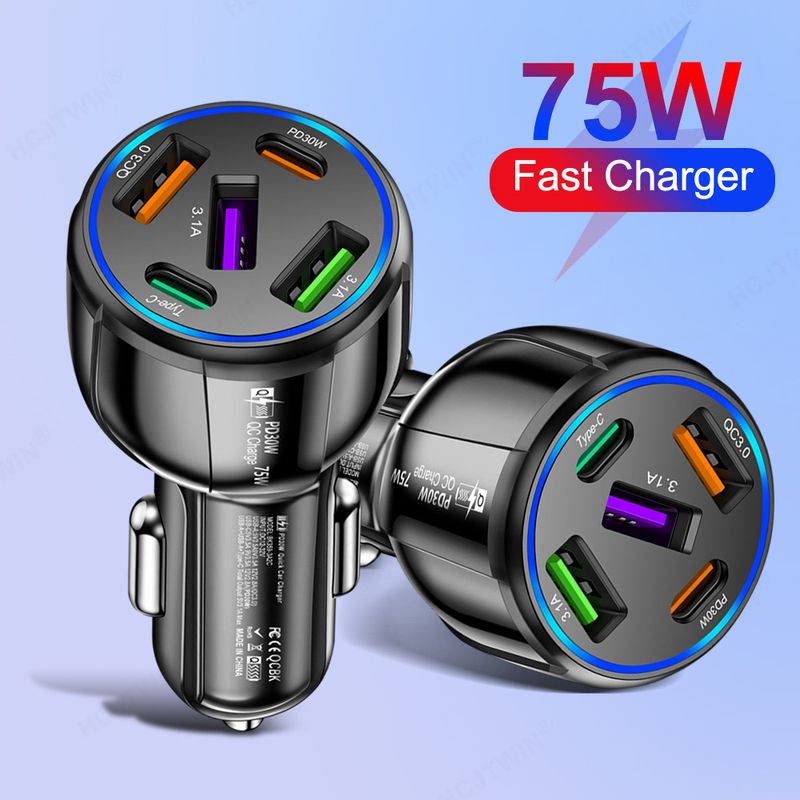 Music Festival  CE FCC Rohs UL Report One to Five Fast Charger 3USB+2PD Car Charging_voghion.com