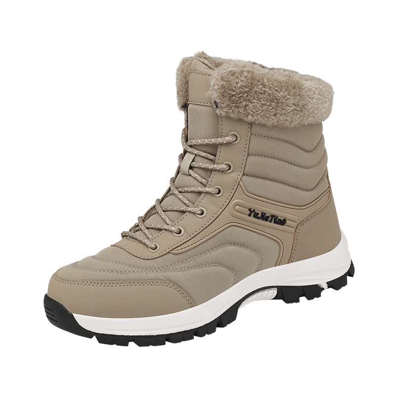 Winter Schneestiefel Herren Warm Plüsch Schnürschuhe Anti-Rutsch High-Top Wanderschuhe Damen Casual Weiche Atmungsaktive Outdoor Freizeitschuhe Damen_voghion.com