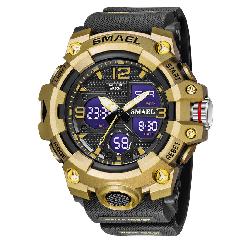 Smael smael orologio da uomo sportivo multifunzionale impermeabile orologio sveglia orologio elettronico di tendenza a doppio display_voghion.com