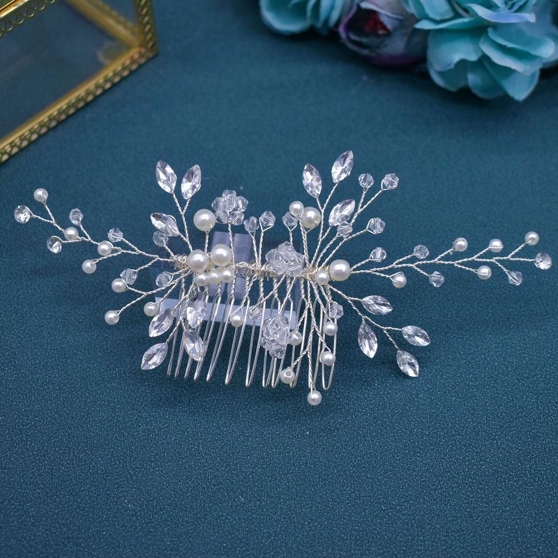 Gioielli da donna con pettine per capelli con strass e cristalli floreali, copricapo da sposa, accessori per capelli con perle per occasioni speciali_voghion.com