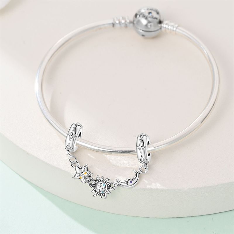 Women's Jewelry Couple Sun And Moon Safety Chain Charm Pendant Beads DIY Jewelry Accessories Bracelet Necklace Copper Plated Silver_voghion.com