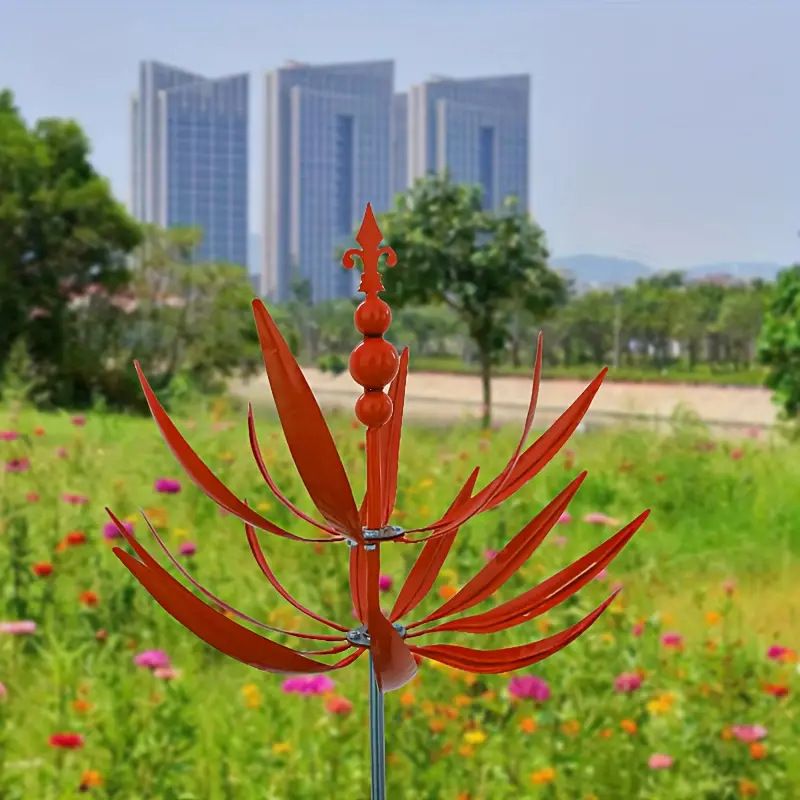 Cross-border new wind spinner outdoor gardening new red iron Lawn Terrace windmill inserted decoration_voghion.com