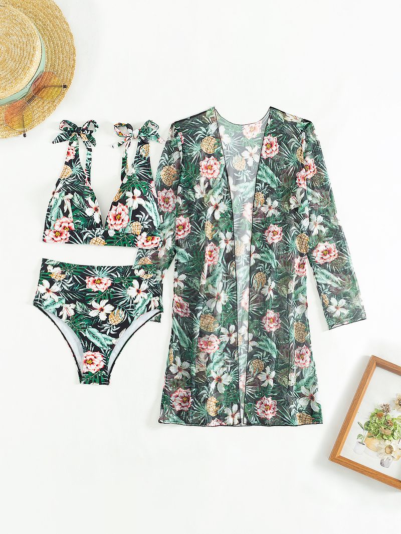 Women's Premium Bikini Set - 3 Piece Sexy Swimwear With Floral Print & Multiple Colors_voghion.com