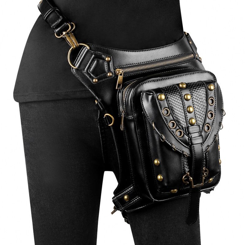 Borsa a tracolla da motociclista steampunk piccola con catena da donna_voghion.com