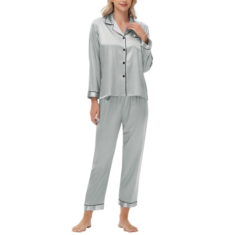 Biancheria intima Pigiami da notte Pigiama di seta Pigiama da donna in raso a maniche lunghe di grandi dimensioni Abbigliamento per la casa_voghion.com