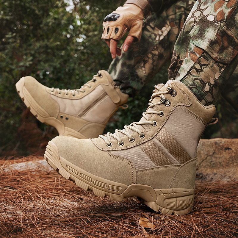 Bottes tactiques montantes pour hommes, bottes de combat militaires pour randonnée en plein air, camping, pêche, bottes du désert légères et durables avec support de cheville_voghion.com