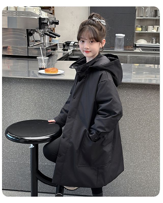 2025 New Children's Long Down Cotton Jacket Over The Knee Korean Style Casual Thick Warm Cotton Jacket For Middle And Large Children_voghion.com