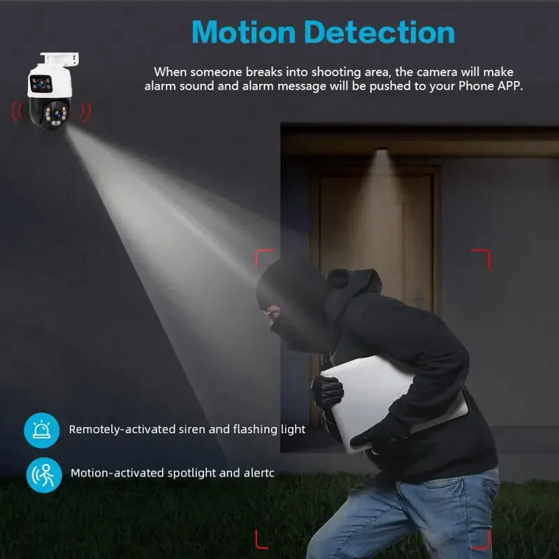 8MP 4K-objektiv POE PTZ Doble skjermer Smart hjem 360° kablet videoovervåking IP-kamera Bevegelsesdeteksjon CCTV ICsee_voghion.com