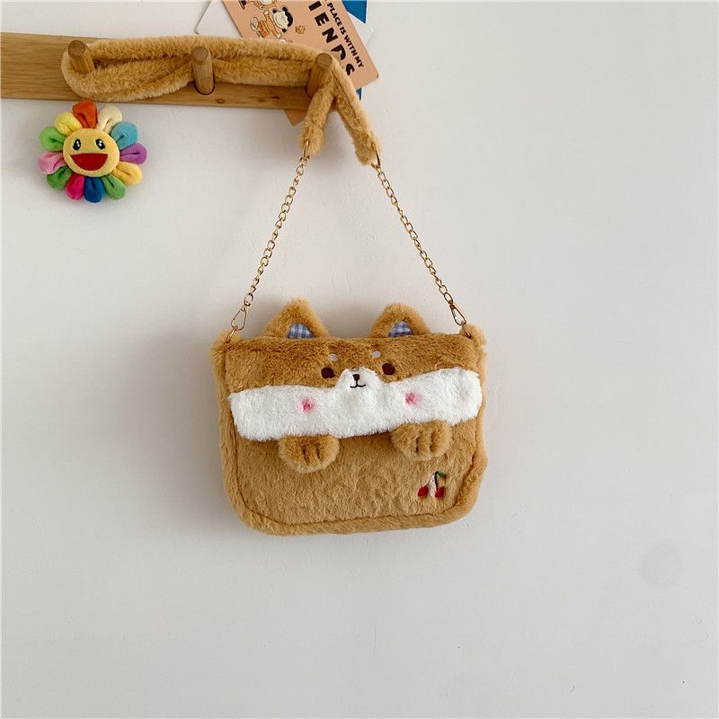 Borsa a tracolla imbottita e pelosa, stile nuovo, da donna, con uniforme JK, per ragazze e cartoni animati_voghion.com