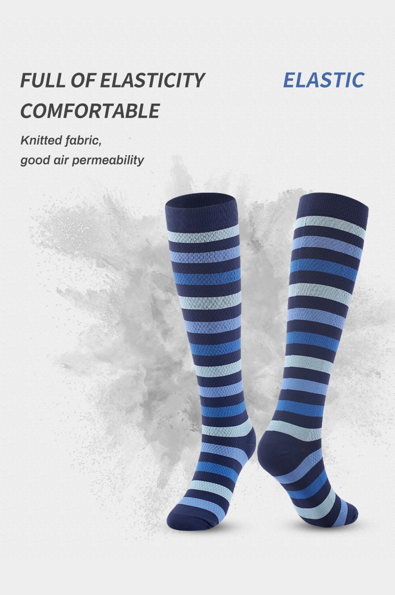 Socks new breathable compression socks, sports and leisure pressure calf socks, color-blocked striped leg socks, factory direct sales_voghion.com