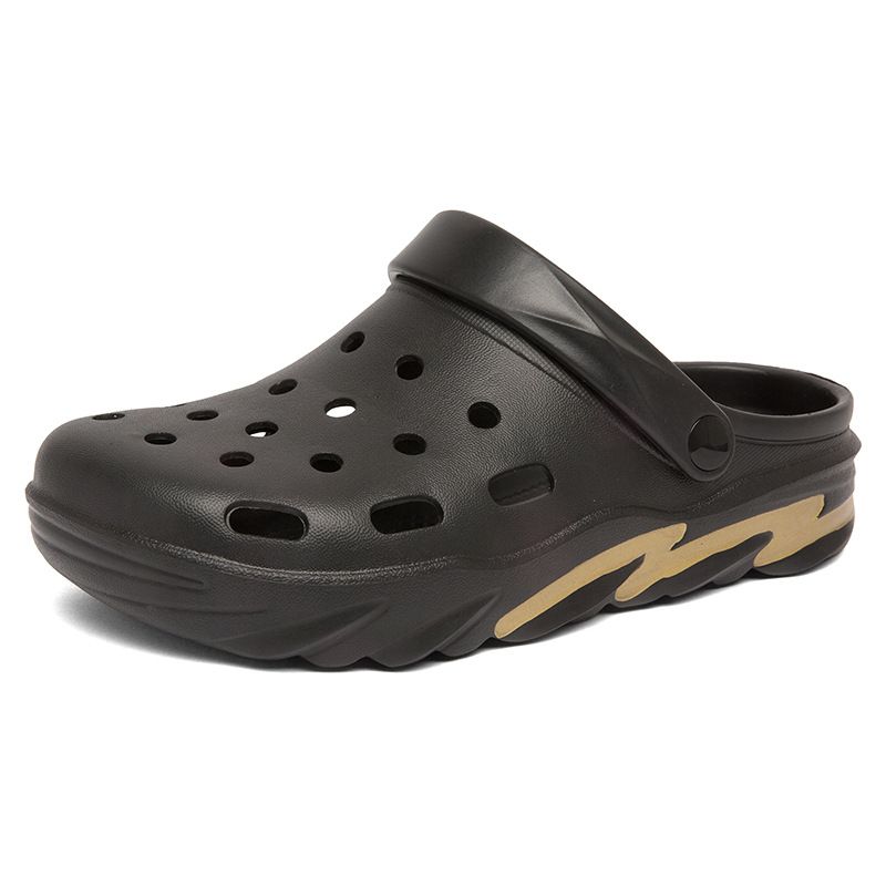 Large Size 45 Beach Men's Hole Shoes, Straight Sandals For Home Use, Thick Soled, Height Increasing, Anti Slip, And Easy_voghion.com
