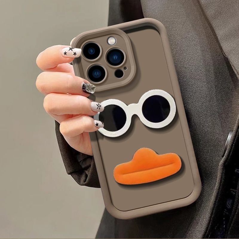 3D Funny Sunglasses Pouting Duck Phone Case For Samsung S25 S24 S23 S22 S21 S20 Note 20 FE Plus Ultra 4G 5G Soft Silicone Cover_voghion.com