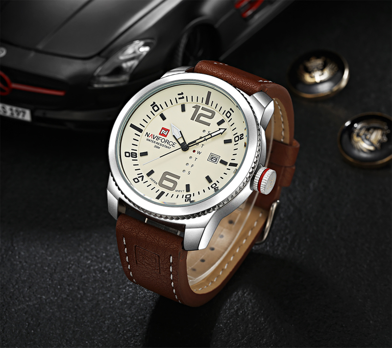NAVIFORCE Leading 9063 Belt Quartz Calendar Men's Watch_voghion.com