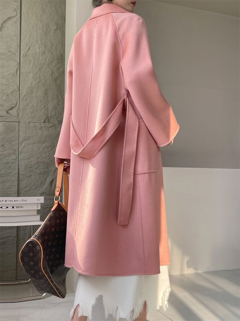 Handgefertigter doppelseitiger Wollpullover für Damen mit Wasser-Moiré-Mantel, Wolle und Kaschmir, große Kleidung_voghion.com