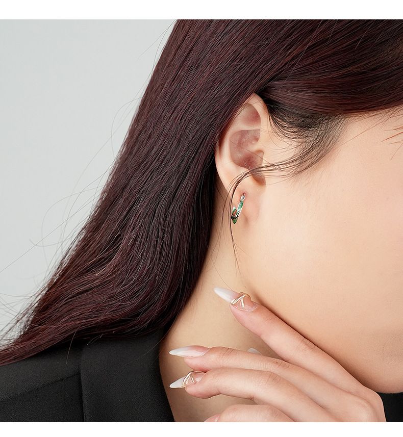 Orecchini in argento sterling intrecciati irregolari per donna, orecchini di temperamento con smalto retrò francese a goccia_voghion.com