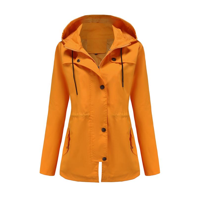 Women's Clothing New Windbreaker Female Ladies Mid-length Cardigan Hooded Jacket Outdoor Raincoat_voghion.com